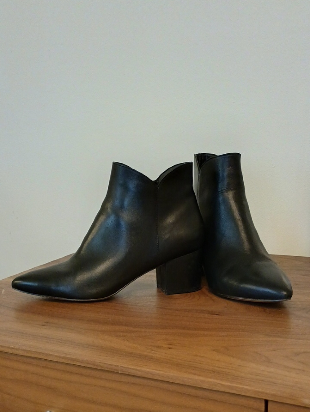 Cole Haan Women’s Black Leather Ankle Boots - Chic Pointed Toe Heel